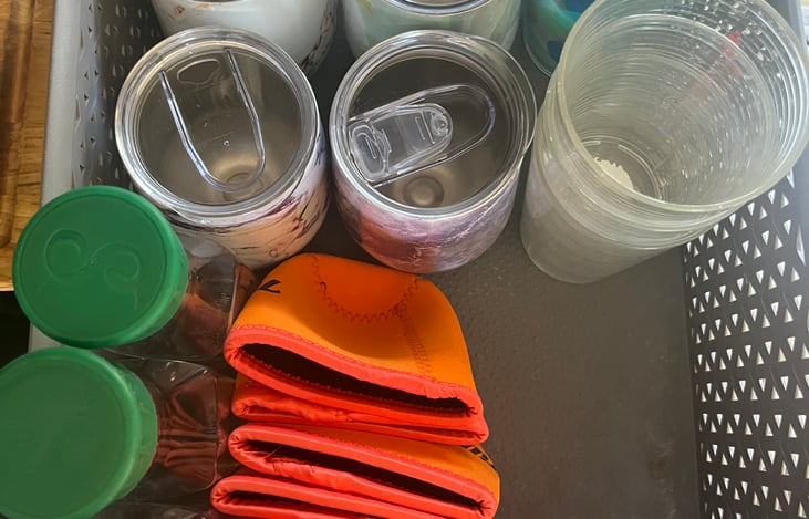 Cups and mugs and bottles for 4