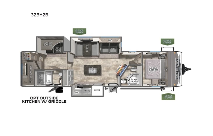 Representative floor plan provided by a trusted RVshare partner.