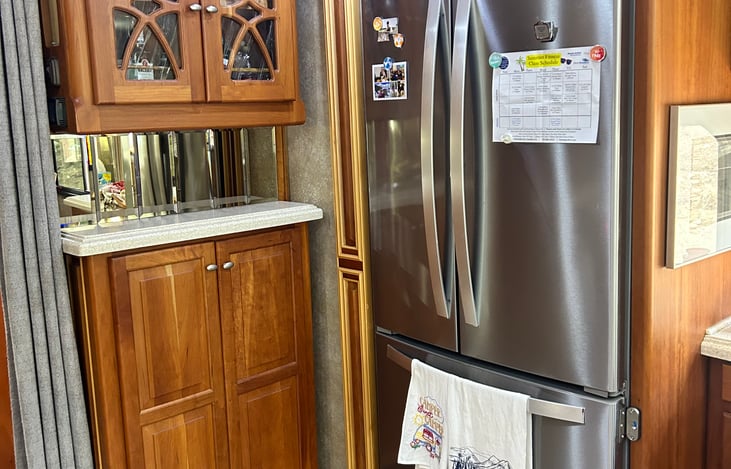 Full size French door residential fridge.