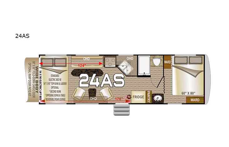 Representative floor plan provided by a trusted RVshare partner.