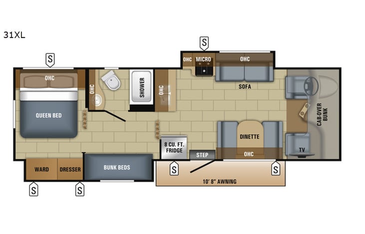 Representative floor plan provided by a trusted RVshare partner.