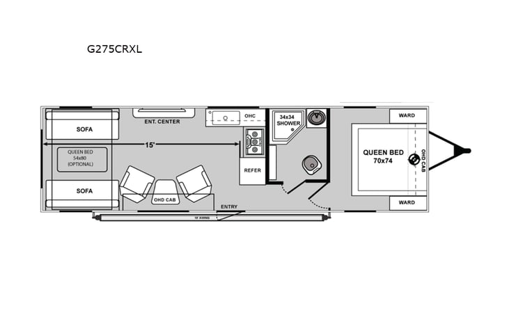 Representative floor plan provided by a trusted RVshare partner.