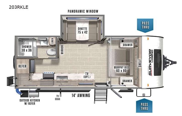 Representative floor plan provided by a trusted RVshare partner.