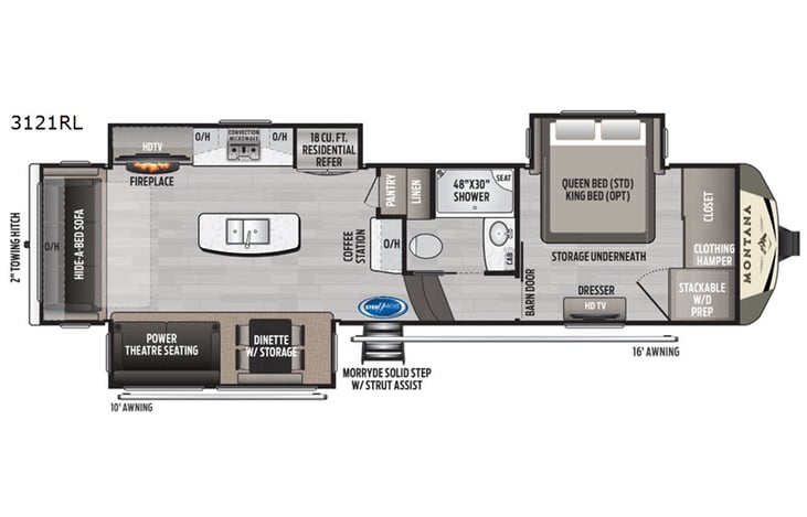 Representative floor plan provided by a trusted RVshare partner.