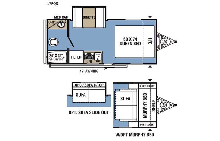 Representative floor plan provided by a trusted RVshare partner.