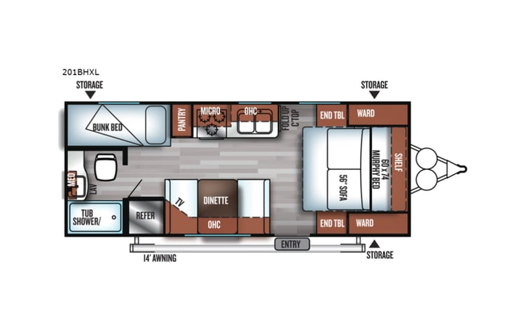 Representative floor plan provided by a trusted RVshare partner.