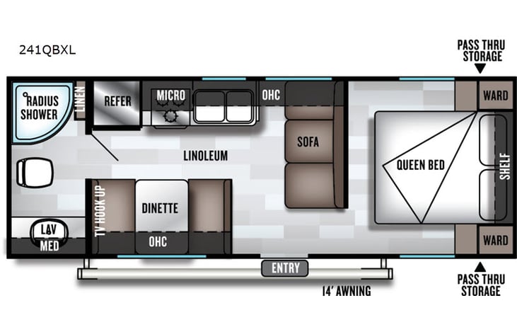 Representative floor plan provided by a trusted RVshare partner.