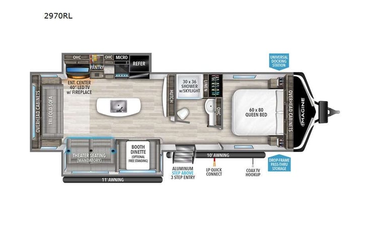 Representative floor plan provided by a trusted RVshare partner.