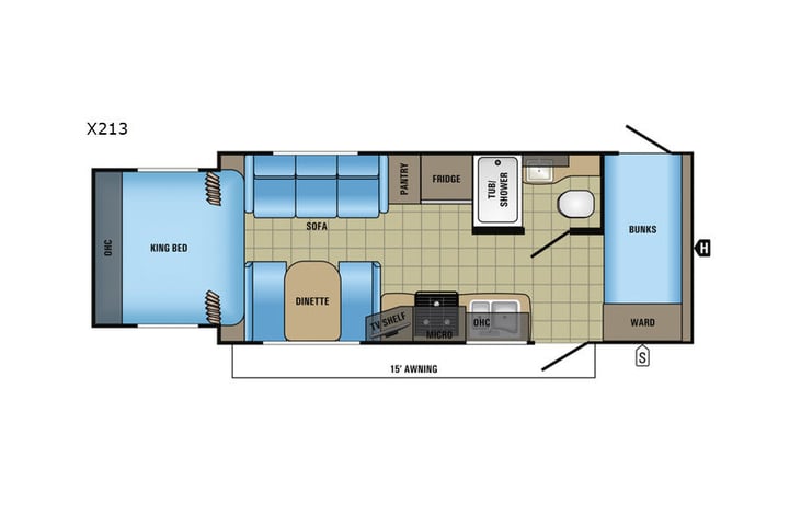 Representative floor plan provided by a trusted RVshare partner.