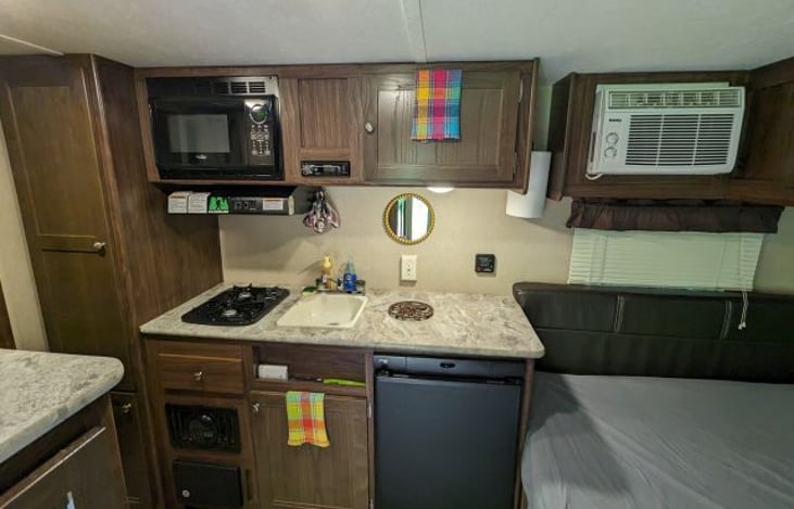 Kitchen with bed set up