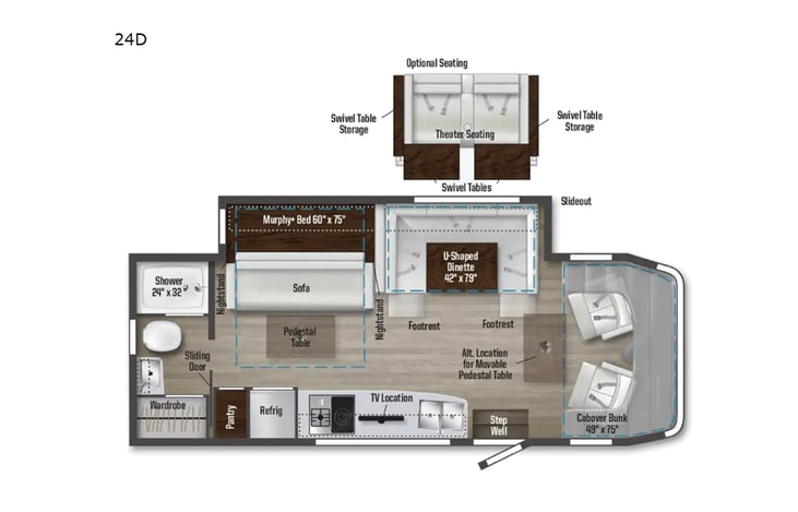 Representative floor plan provided by a trusted RVshare partner.