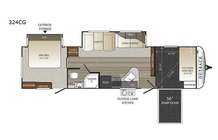 Representative floor plan provided by a trusted RVshare partner.