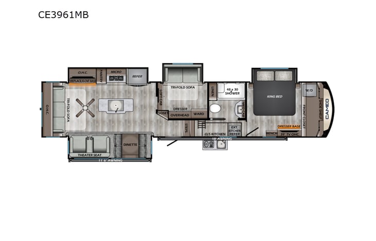 Representative floor plan provided by a trusted RVshare partner.