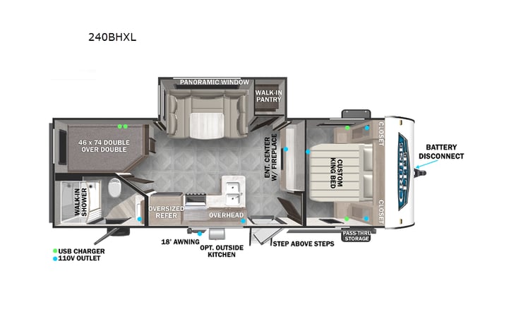 Representative floor plan provided by a trusted RVshare partner.
