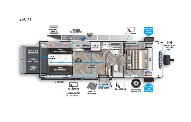 Representative floor plan provided by a trusted RVshare partner.