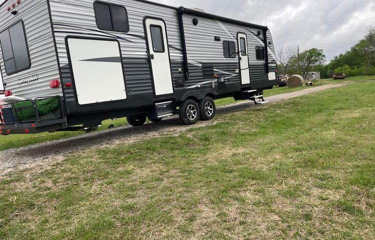 Rear custom rack is perfect for additional storage while hauling