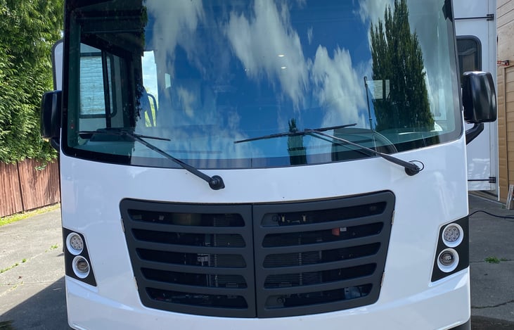 Extra large windshield for viewing the country side.