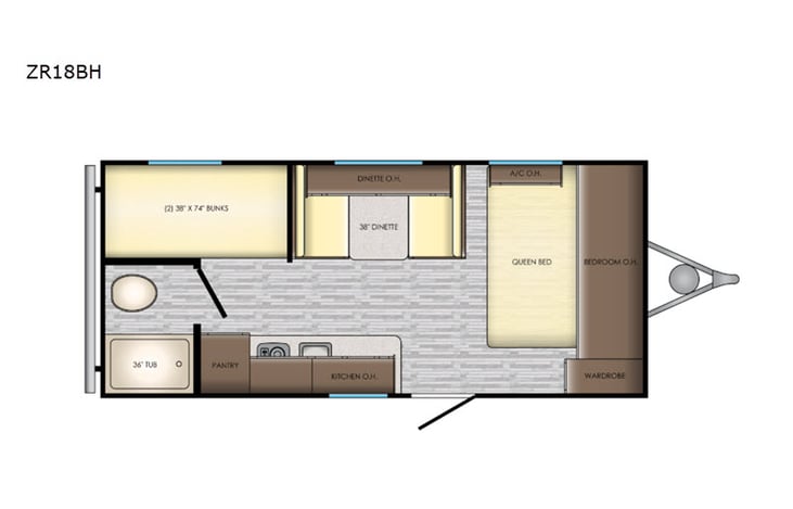 Representative floor plan provided by a trusted RVshare partner.