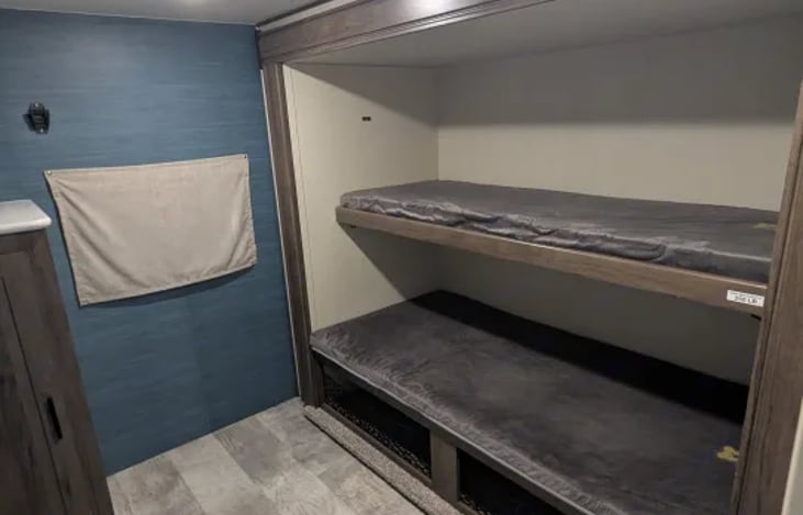 2 bunks top 28x74 and 38 x74