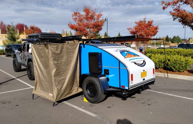 Instant hot water heater & shower/toilet combo tent take your glamping to the next leve.
