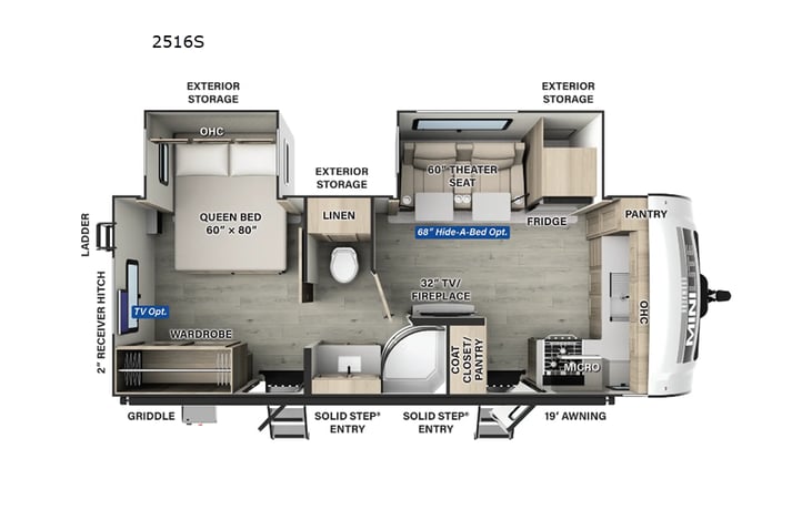 Representative floor plan provided by a trusted RVshare partner.