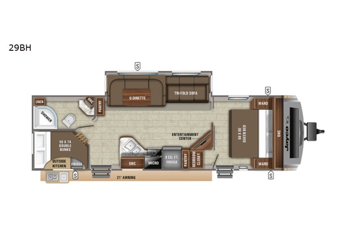 Representative floor plan provided by a trusted RVshare partner.