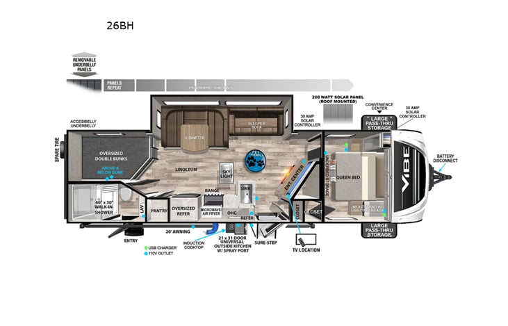 Representative floor plan provided by a trusted RVshare partner.