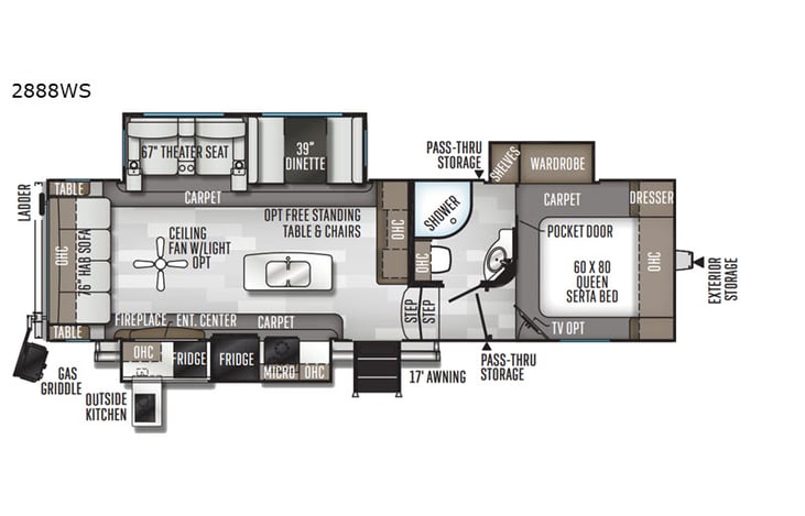 Representative floor plan provided by a trusted RVshare partner.