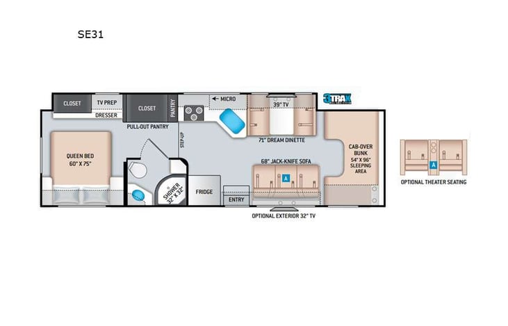 Representative floor plan provided by a trusted RVshare partner.