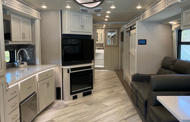 Mid coach toward rear bedroom.