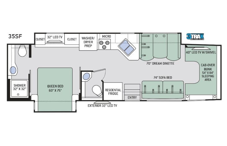 Representative floor plan provided by a trusted RVshare partner.