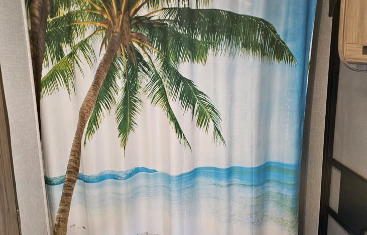 This is a privacy curtain we installed blocking the bed from the rest of rv.