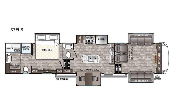 Representative floor plan provided by a trusted RVshare partner.