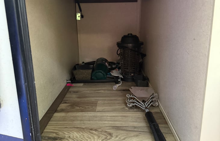 Deep storage area for your camping chairs, toys, fishing poles, etc.