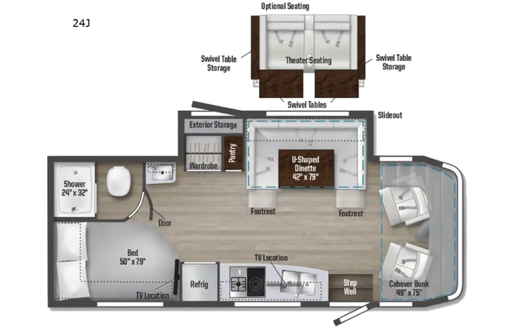 Representative floor plan provided by a trusted RVshare partner.