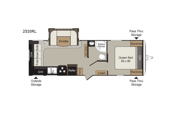 Representative floor plan provided by a trusted RVshare partner.