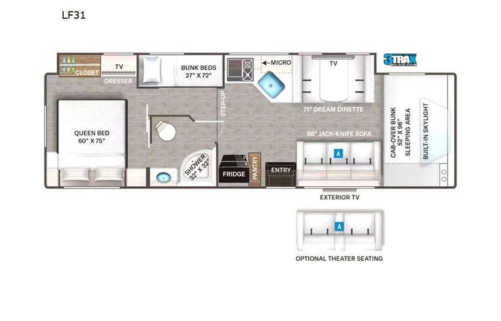 Representative floor plan provided by a trusted RVshare partner.