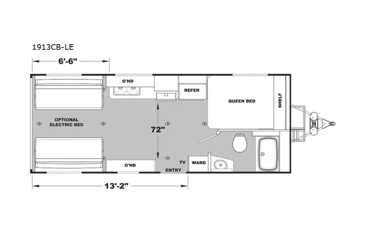 Representative floor plan provided by a trusted RVshare partner.