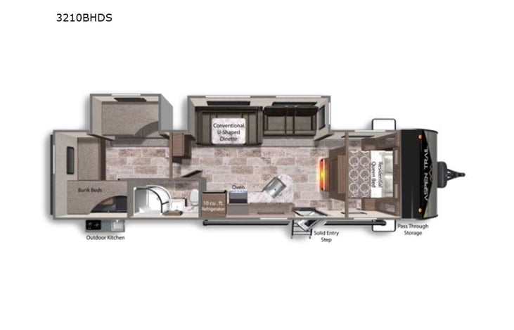 Representative floor plan provided by a trusted RVshare partner.