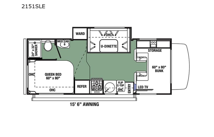 Representative floor plan provided by a trusted RVshare partner.