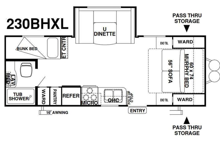 Representative floor plan provided by a trusted RVshare partner.