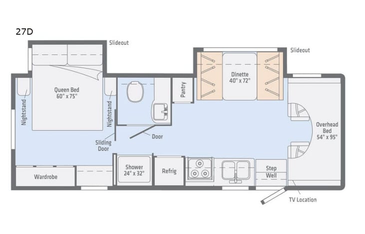 Representative floor plan provided by a trusted RVshare partner.