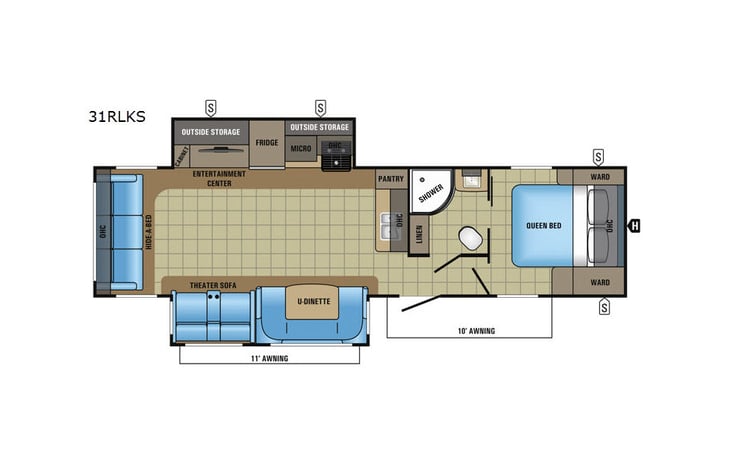 Representative floor plan provided by a trusted RVshare partner.