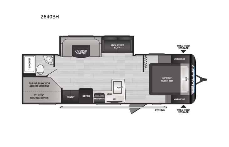 Representative floor plan provided by a trusted RVshare partner.