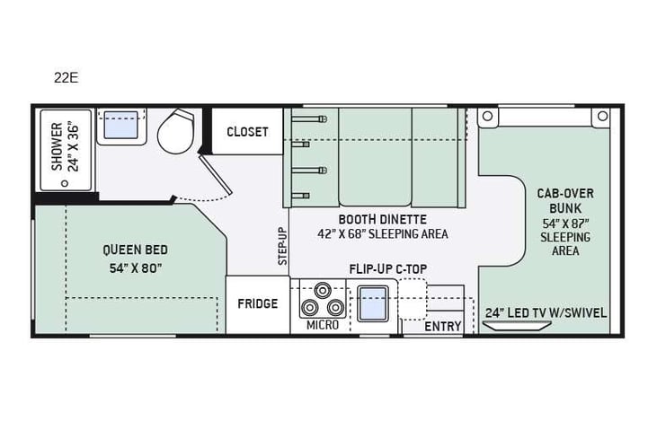 Representative floor plan provided by a trusted RVshare partner.