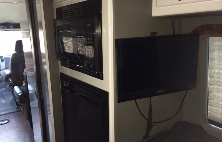 microwave, fridge, 19 inch tv