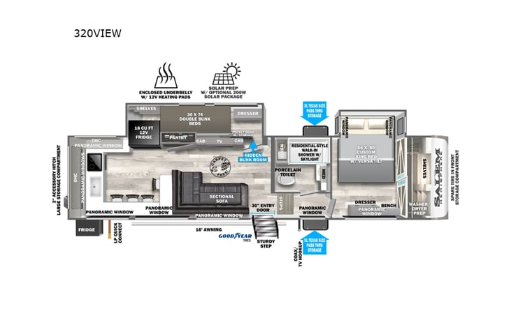 Representative floor plan provided by a trusted RVshare partner.