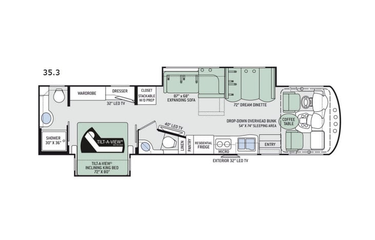 Representative floor plan provided by a trusted RVshare partner.