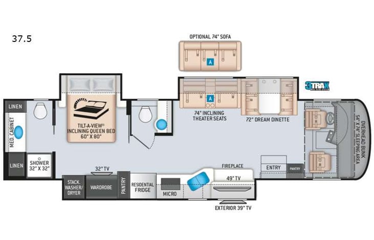 Representative floor plan provided by a trusted RVshare partner.