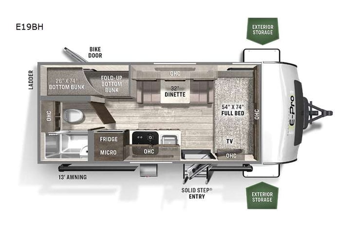 Representative floor plan provided by a trusted RVshare partner.
